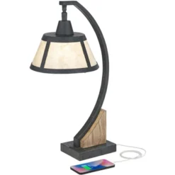 Franklin Iron Works Oak Rustic Farmhouse Desk Table Lamp 22" High Gray With USB And AC Power Outlet In Base Wash Mica Shade For Bedroom Living Room 10 Franklin Iron Works Oak Rustic Farmhouse Desk Table Lamp 22" High Gray With USB And AC Power Outlet In Base Wash Mica Shade For Bedroom Living Room -Home Decoration GUEST 31327b5d e9db 4c87 84af ad515e91d6ba