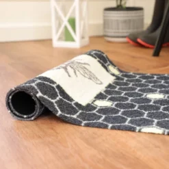 2'x3' ColorStar Bee Hex Door Mat Charcoal - Bungalow Flooring -Home Decoration GUEST 342952bd dedb 40d9 a55e 2ea8218ec99c