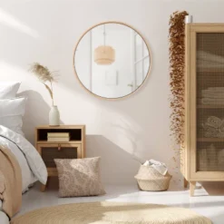 28" X 28" Norlund Framed Round Decorative Wall Mirror Natural - Kate & Laurel All Things Decor 13 28" X 28" Norlund Framed Round Decorative Wall Mirror Natural - Kate & Laurel All Things Decor -Home Decoration GUEST 3585f73e c527 4a20 8dff 910224b31e09