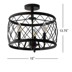 15" Eleanor Metal LED Semi Flush Mount Ceiling Light Black (Includes Energy Efficient Light Bulb) - JONATHAN Y -Home Decoration GUEST 38473d46 1742 442f 90b6 ace4002384c1