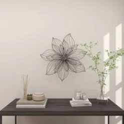Modern Metal Floral 3D Wire Wall Decor With Crystal Embellishments Black - Olivia & May 25 Modern Metal Floral 3D Wire Wall Decor With Crystal Embellishments Black - Olivia & May -Home Decoration GUEST 39038b78 e01e 4e9d 932c d24ce923b38a