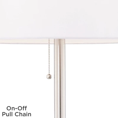 360 Lighting Caper Modern Floor Lamp With Tray Table 60 1/2" Tall Brushed Nickel USB And AC Power Outlet Off White Fabric Drum Shade For Living Room 7 360 Lighting Caper Modern Floor Lamp With Tray Table 60 1/2" Tall Brushed Nickel USB And AC Power Outlet Off White Fabric Drum Shade For Living Room - Image 5