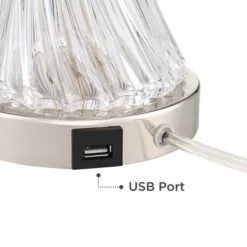 Regency Hill Luca Modern Table Lamps Set Of 2 25 1/2" High Twisted Glass With USB Charging Port Blue Shirred Shade For Bedroom Living Room Desk Office -Home Decoration GUEST 3a14f747 7c88 4af6 86bb 0b7347b6f7c6