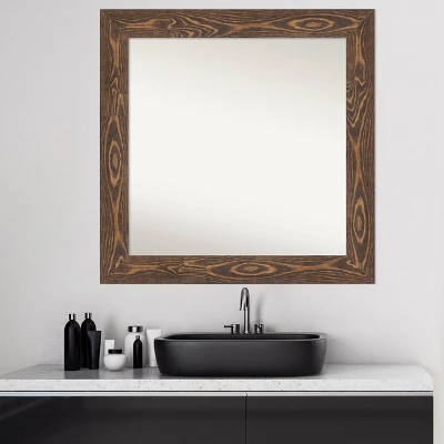 32" X 32" Non-Beveled Bridge Wood Bathroom Wall Mirror Brown - Amanti Art 8 32" X 32" Non-Beveled Bridge Wood Bathroom Wall Mirror Brown - Amanti Art - Image 6