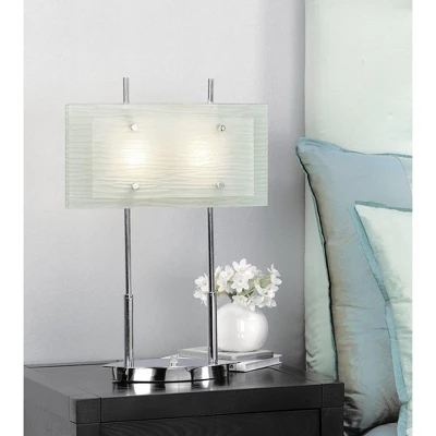 Possini Euro Design Charles Street Modern Desk Lamp 23" High Chrome Satin Nickel Frosted Slump Glass Shade For Bedroom Living Room Bedside Nightstand 8 Possini Euro Design Charles Street Modern Desk Lamp 23" High Chrome Satin Nickel Frosted Slump Glass Shade For Bedroom Living Room Bedside Nightstand - Image 6
