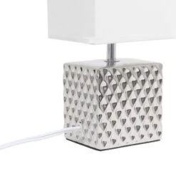 11.81" Tall Petite Hammered Square Bedside Table Desk Lamp With White Fabric Shade Silver - Simple Designs 13 11.81" Tall Petite Hammered Square Bedside Table Desk Lamp With White Fabric Shade Silver - Simple Designs -Home Decoration GUEST 3cb00eea 6091 4212 ad4a 24913e1a3aa1