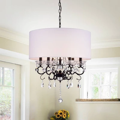 25" X 25" X 13" 6-Light Ninian Chandelier Black - Warehouse Of Tiffany 3 25" X 25" X 13" 6-Light Ninian Chandelier Black - Warehouse Of Tiffany