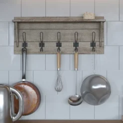 Merrick Lane Pine Wood 24 Inch Wall Mount Storage Rack With 5 Hanging Hooks And Upper Display Shelf 19 Merrick Lane Pine Wood 24 Inch Wall Mount Storage Rack With 5 Hanging Hooks And Upper Display Shelf -Home Decoration GUEST 3cd9aa3d 93b7 4338 9283 6f20574e5022