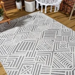 Jordan High-Low Pile Art Deco Geometric Indoor/Outdoor Area Rug - JONATHAN Y -Home Decoration GUEST 3cfd60a9 0a7c 4c36 a646 b8148af4f9a6