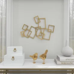 Metal Geometric Overlapping Rectangles Wall Decor Gold - CosmoLiving By Cosmopolitan -Home Decoration GUEST 40977f16 1057 4f2f 83c4 bf65cd1687f5