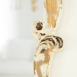 Wood Carved Acanthus Wall Mirror With Arched Top And Distressing Cream - Olivia & May