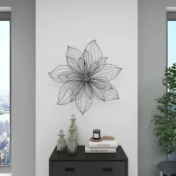 Modern Metal Floral 3D Wire Wall Decor With Crystal Embellishments Black - Olivia & May 23 Modern Metal Floral 3D Wire Wall Decor With Crystal Embellishments Black - Olivia & May -Home Decoration GUEST 42747c38 d1fc 4280 a700 e715fb4e971f