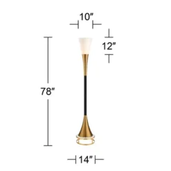 Possini Euro Design Piazza Modern Torchiere Floor Lamp With Gold Riser 78" Tall Black Brass Metal White Glass Shade For Living Room Bedroom Office 10 Possini Euro Design Piazza Modern Torchiere Floor Lamp With Gold Riser 78" Tall Black Brass Metal White Glass Shade For Living Room Bedroom Office -Home Decoration GUEST 459b6ef3 ed87 422d 9a78 b4ab9167e388