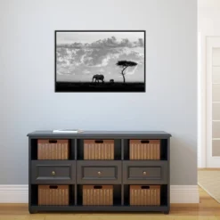 33" X 22" Elephant Silhouettes At Maasai Mara By 1x Framed Canvas Wall Art Black - Amanti Art -Home Decoration GUEST 470e50da 95c8 49f7 8c6b 3f500573a7d6