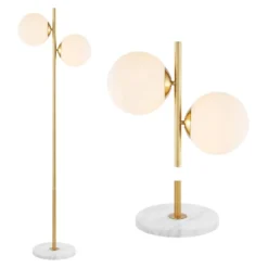 60.5" 2-Light Oscar Modern Parisian Candlestick Iron Floor Lamp (Includes LED Light Bulb) Brass Gold/White - JONATHAN Y -Home Decoration GUEST 491e52a0 5a5f 40ae b6f0 2f58dac46583