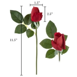 Artificial Rose Bud Bundles ? 24PC Real Touch Fake 11.5-Inch Flowers With Stems For Home Décor, Wedding, Or Bridal/Baby Showers By Pure Garden (Red)