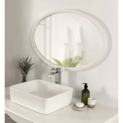 24" X 36" Hogan Oval Decorative Framed Wall Mirror White - Kate & Laurel All Things Decor -Home Decoration GUEST 4ab55b13 6a3b 46fd bab8 8d425fd30fd0
