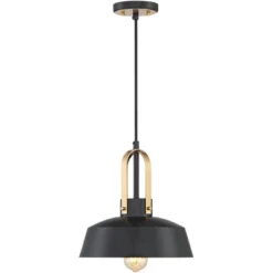 Possini Euro Design Black Warm Brass Mini Pendant Lighting Fixture 12" Wide Farmhouse Rustic For Dining Room House Home Kitchen Island High Ceilings -Home Decoration GUEST 4b01dbe6 676e 44ed 8ddb b125d2ba5e30
