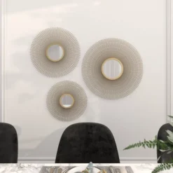 Metal Sunburst Round Wall Decor With Mirror Accent Set Of 3 Gold - Olivia & May -Home Decoration GUEST 4b5810cf fe99 4d32 bb8f aaddf8bb354c