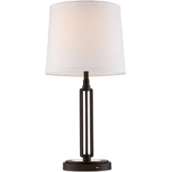 Franklin Iron Works Javier Industrial Table Lamp 24 1/2" High Bronze With USB Charging Port White Drum Shade For Bedroom Living Room Bedside Home Desk 15 Franklin Iron Works Javier Industrial Table Lamp 24 1/2" High Bronze With USB Charging Port White Drum Shade For Bedroom Living Room Bedside Home Desk -Home Decoration GUEST 4d1ea184 e7c5 48f3 abb6 aa4071b25735