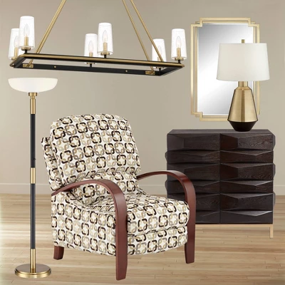 Possini Euro Design Modern Torchiere Floor Lamp Light Blaster LED 72.25" Tall Antique Brass And Matte Black Opal Glass For Living Room Bedroom 10 Possini Euro Design Modern Torchiere Floor Lamp Light Blaster LED 72.25" Tall Antique Brass And Matte Black Opal Glass For Living Room Bedroom - Image 8