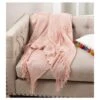 Pink Fringe Hem Throw Blankets (50"x60") - Saro Lifestyle