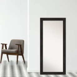 30" X 66" Non-Beveled Furniture Espresso Full Length Floor Leaner Mirror - Amanti Art -Home Decoration GUEST 509e350b bb5c 4ad2 b147 98326933aa49