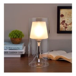 13" Novelty Hurricane Glass Table Lamp (Includes LED Light Bulb) White - Ore International