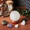 WellBrite 2 Piece Healing Crystal Ball, Selenite Sphere With Wood Stand, Home Décor -Home Decoration GUEST 5255ea3d 79fc 4a02 a711 8a7f752906bf
