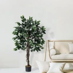 Forever Leaf 48" Artificial Ficus Silk Tree In Black Pot, Indoor Artificial Plant For Home Decor 10 Forever Leaf 48" Artificial Ficus Silk Tree In Black Pot, Indoor Artificial Plant For Home Decor -Home Decoration GUEST 529e2d7d f331 49c3 b3c9 9de81bc9fd57
