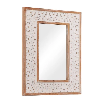 Farmhouse Wood Rectangle Wall Mirror White - Olivia & May 7 Farmhouse Wood Rectangle Wall Mirror White - Olivia & May - Image 5