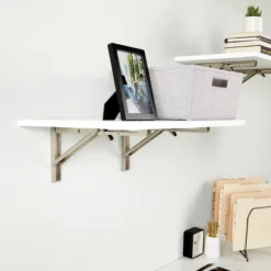 Built Industrial 2 Pack Folding L Wall Shelf Bracket, 10 Inch Collapsible Hardware With Locking Hinge For Garage Shelves, Holds 120lbs -Home Decoration GUEST 555ad0b8 e83d 42c4 af02 5dfe3c43b4ec