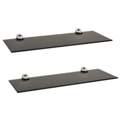 (Set Of 2) 16" X 6" Floating Glass Shelves With Brackets - Danya B. -Home Decoration GUEST 55cac790 760c 47a0 926e 59371a873b5b