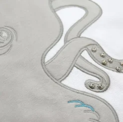 RightSide Designs Grey Inkling Octopus Indoor Applique Throw Pillow