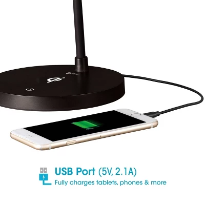 Shine Desk Lamp Wireless Charging (Includes LED Light Bulb) Black - OttLite 6 Shine Desk Lamp Wireless Charging (Includes LED Light Bulb) Black - OttLite - Image 4