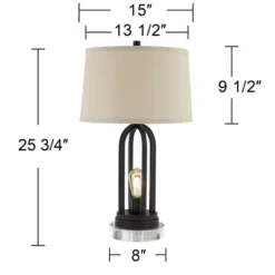 360 Lighting Marcel Industrial Table Lamps Set Of 2 With Round Risers 24 1/4" High Black LED Nightlight USB Port Natural Shade For Living Room Desk 15 360 Lighting Marcel Industrial Table Lamps Set Of 2 With Round Risers 24 1/4" High Black LED Nightlight USB Port Natural Shade For Living Room Desk -Home Decoration GUEST 5b3d7b39 5f05 45b5 b671 1935b16b1722