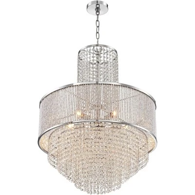 Vienna Full Spectrum Pioggia Chrome Pendant Chandelier 23 1/2" Wide Modern Crystal 5-Light Fixture For Dining Room House Foyer Kitchen Island Entryway 5 Vienna Full Spectrum Pioggia Chrome Pendant Chandelier 23 1/2" Wide Modern Crystal 5-Light Fixture For Dining Room House Foyer Kitchen Island Entryway - Image 3
