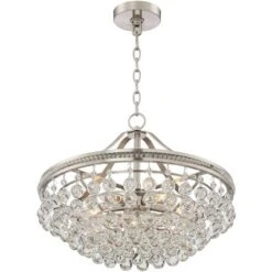 Vienna Full Spectrum Wohlfurst Brushed Nickel Pendant Chandelier 20 1/4" Wide Clear Crystal 5-Light Fixture For Dining Room House Foyer Kitchen Island -Home Decoration GUEST 5bcd9cb0 e4d8 4f46 b0e9 848bdb128906