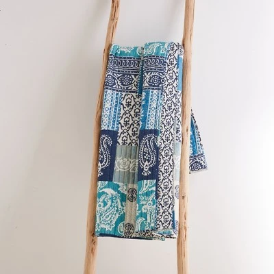 Chandra Printed Patchwork Quilted Throw - Levtex Home 4 Chandra Printed Patchwork Quilted Throw - Levtex Home - Image 2