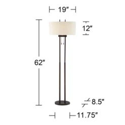 Franklin Iron Works Roscoe Modern Floor Lamp Standing 62" Tall Oil Rubbed Bronze Twin Pole White Drum Shade For Living Room Bedroom Office House Home 16 Franklin Iron Works Roscoe Modern Floor Lamp Standing 62" Tall Oil Rubbed Bronze Twin Pole White Drum Shade For Living Room Bedroom Office House Home -Home Decoration GUEST 5cc4f60c ea8e 466e 8897 fff56bb2f026