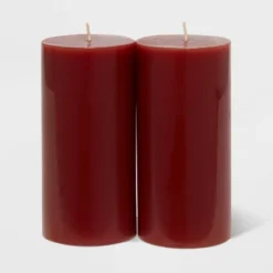 2pk Pillars Warm Cider & Cinnamon Red - Threshold™ -Home Decoration GUEST 5fecdd6e 5da9 48e9 866c c72973a56b09