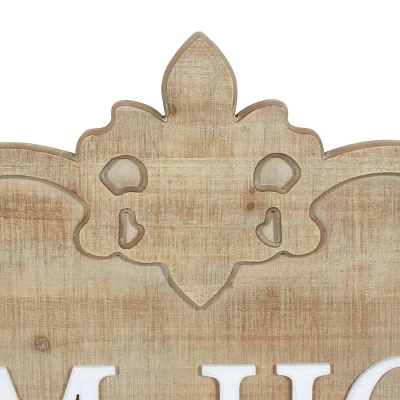Wood Sign Farm House Wall Decor With Carved Acanthus Brown - Olivia & May 5 Wood Sign Farm House Wall Decor With Carved Acanthus Brown - Olivia & May - Image 3