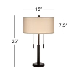 Franklin Iron Works Bernie Industrial Table Lamps 25" High Set Of 2 Rich Bronze With USB Charging Port Tan Drum Shade For Bedroom Living Room Bedside 13 Franklin Iron Works Bernie Industrial Table Lamps 25" High Set Of 2 Rich Bronze With USB Charging Port Tan Drum Shade For Bedroom Living Room Bedside -Home Decoration GUEST 6182e21d 073a 4a32 89db 2367ca994f15
