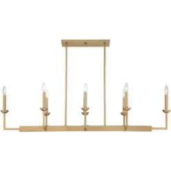 Possini Euro Design Kime Gold Linear Pendant Chandelier 50" Wide Modern 8-Light Fixture For Dining Room House Foyer Kitchen Island Entryway Bedroom -Home Decoration GUEST 61862a12 e57f 476c 89da 87c9323f8cc9