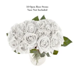Artificial Open Rose Bundles ? 18PC Real Touch Fake 11.5-Inch Flowers With Stems For Home Décor, Wedding Or Bridal/Baby Showers By Pure Garden (White) -Home Decoration GUEST 62698fe0 b34d 4b4a a380 945bedc322fd