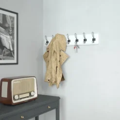 Flash Furniture Daly Wall Mounted 34 Inch Solid White Pine Wood Storage Rack With 7 Hooks For Entryway, Kitchen, Bathroom -Home Decoration GUEST 663e933b b20d 4b35 9e53 91995d6246e8