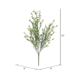 Vickerman 22" Artificial UV Coated Bush With Mini Purple Flowers And Greenery.