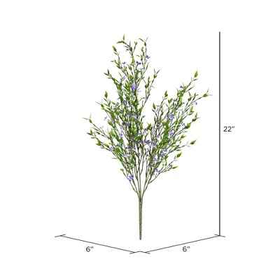 Vickerman 22" Artificial UV Coated Bush With Mini Purple Flowers And Greenery. 3 Vickerman 22" Artificial UV Coated Bush With Mini Purple Flowers And Greenery.