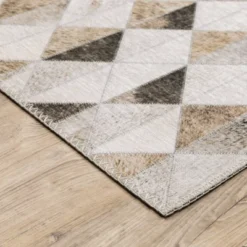 Marcel Geometric Animal Print Area Rug Beige/Brown - Captiv8e Designs