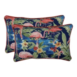 Flamingo 2pc Rectangular Outdoor Throw Pillow Set Blue - Pillow Perfect -Home Decoration GUEST 6afc9557 1268 4b3f b590 82f4446aa9fc